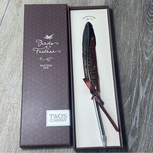 Vintage Feather Pen in Gift Box Refillable Quill‑Style Writing Pen Two’s Company
